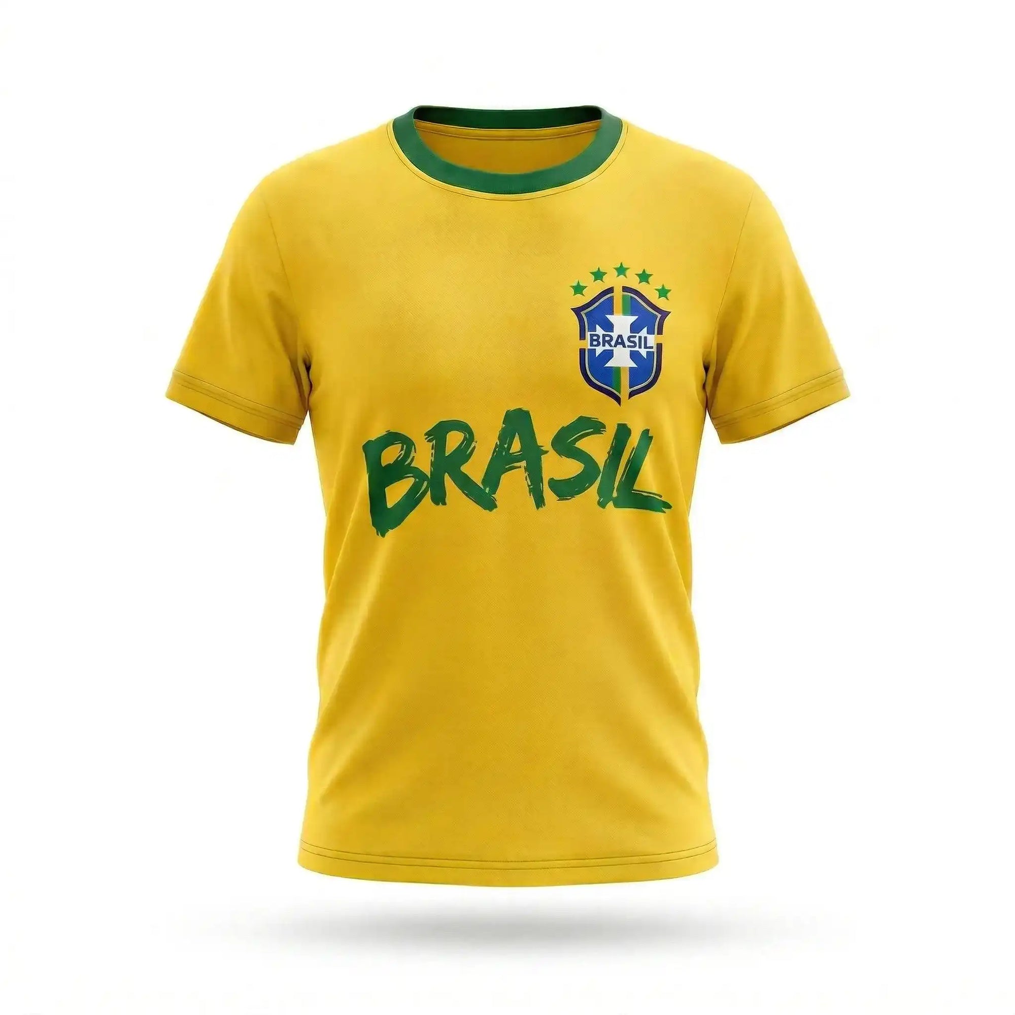 Camiseta infantil seleção brasileira dry-fit amarela brasão brasil unissex — VAI DAR BRASIL Copa 2026

