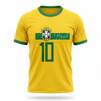 Camiseta masculina brasil faixa streetwear amarelo brasão BRASIL frontal — vista frente — VAI DAR BRASIL Copa 2026