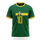 Camiseta masculina brasil faixa streetwear verde brasão BRASIL frontal — vista frente — VAI DAR BRASIL Copa 2026