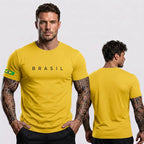 Camiseta Minimalista Brasil ✦ Fio 30.1 Bandeira Copa | VAI DAR BRASIL