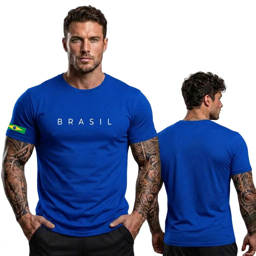 Camiseta Minimalista Brasil ✦ Fio 30.1 Bandeira Copa | VAI DAR BRASIL