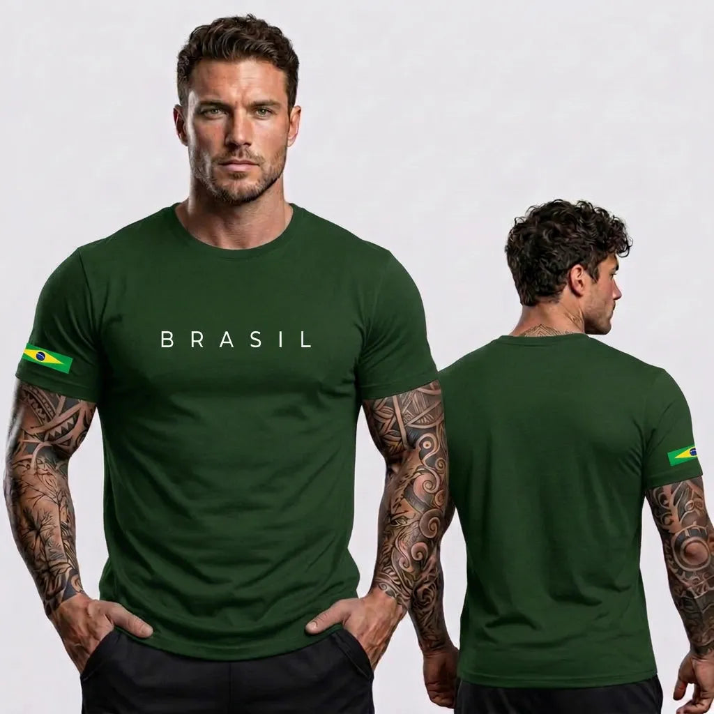 Camiseta Minimalista Brasil ✦ Fio 30.1 Bandeira Copa | VAI DAR BRASIL