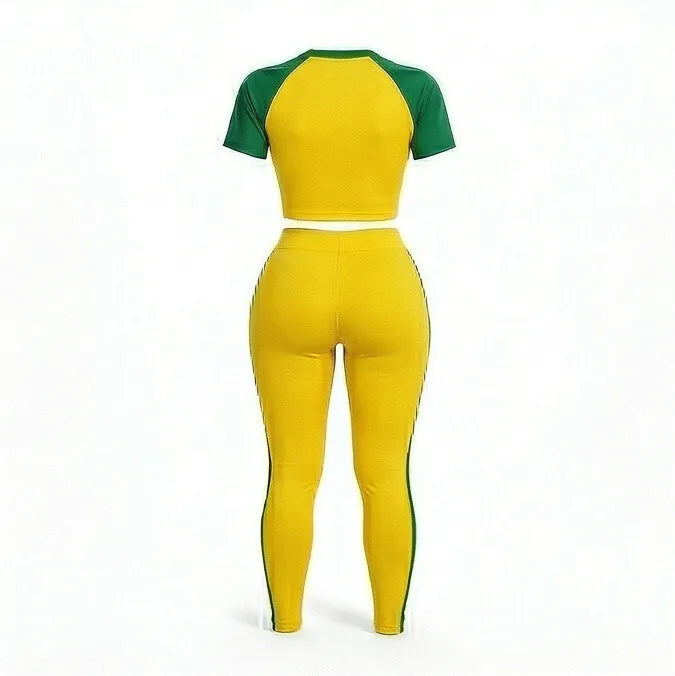 Conjunto Feminino Cropped Manga Curta + Calça CBF Copa 2026 | VAI DAR BRASIL