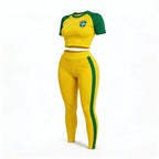 Conjunto Feminino Cropped Manga Curta + Calça CBF Copa 2026 | VAI DAR BRASIL