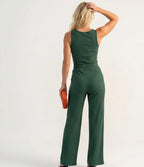 Conjunto Feminino Regata e Calça Pantalona em Malha Premium
