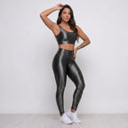 Conjunto Fitness Feminino Top Bojo Removível e Calça Legging Cós Alto