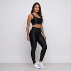 Conjunto Fitness Feminino Top Bojo Removível e Calça Legging Cós Alto