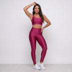 Conjunto Fitness Feminino Top Bojo Removível e Calça Legging Cós Alto