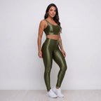 Conjunto Fitness Feminino Top Bojo Removível e Calça Legging Cós Alto
