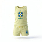 Conjunto infantil brasil camiseta short algodão premium amarela logo seleção — VAI DAR BRASIL Copa 2026
