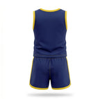 Vista traseira do conjunto infantil feminino brasil blusa short algodão poliéster azul marinho — VAI DAR BRASIL Copa 2026