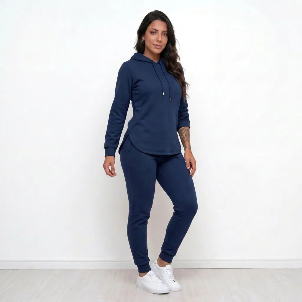 Conjunto Feminino de Frio Lanzinha Blusa com Capuz e Calça Jogger