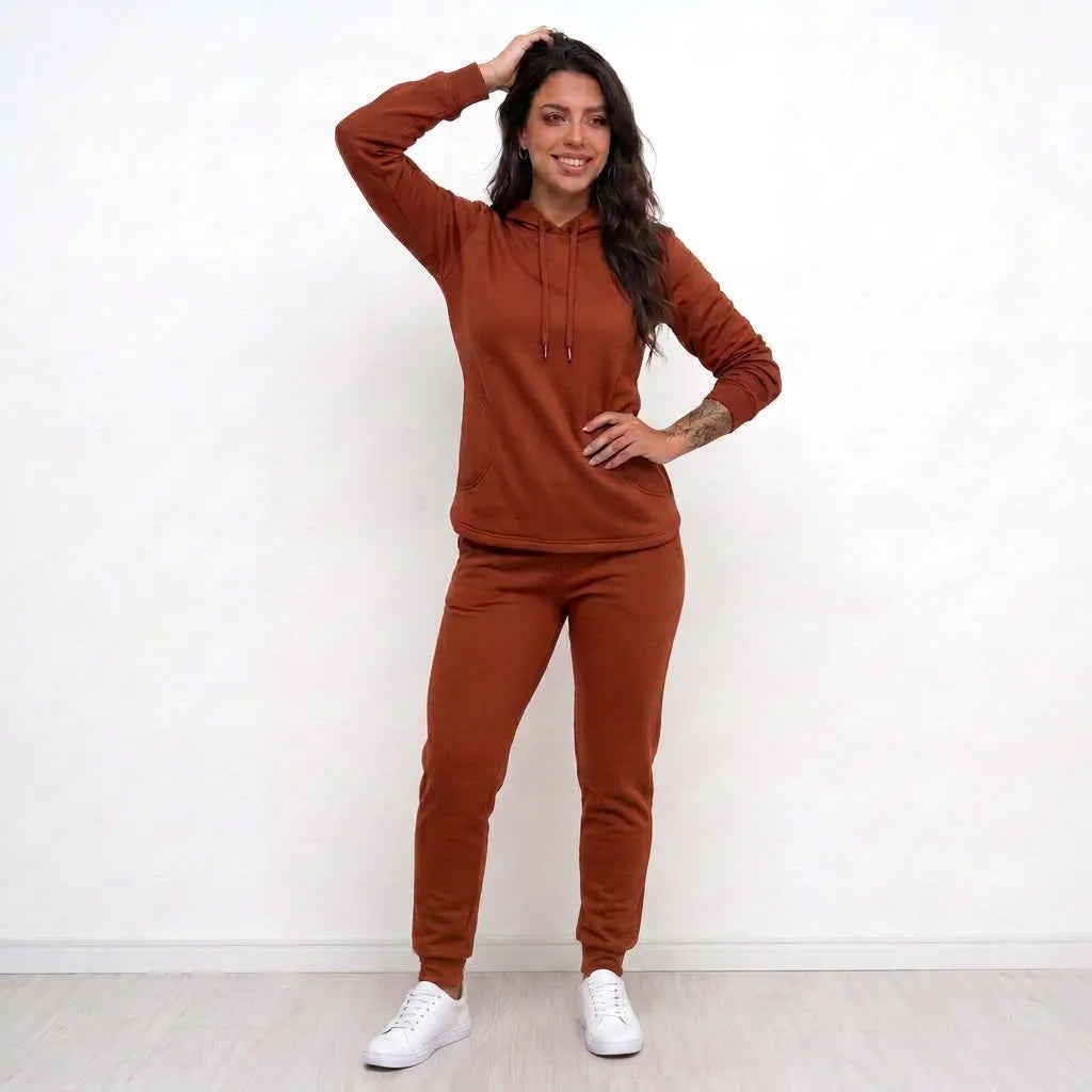 Conjunto Feminino de Frio Lanzinha Blusa com Capuz e Calça Jogger