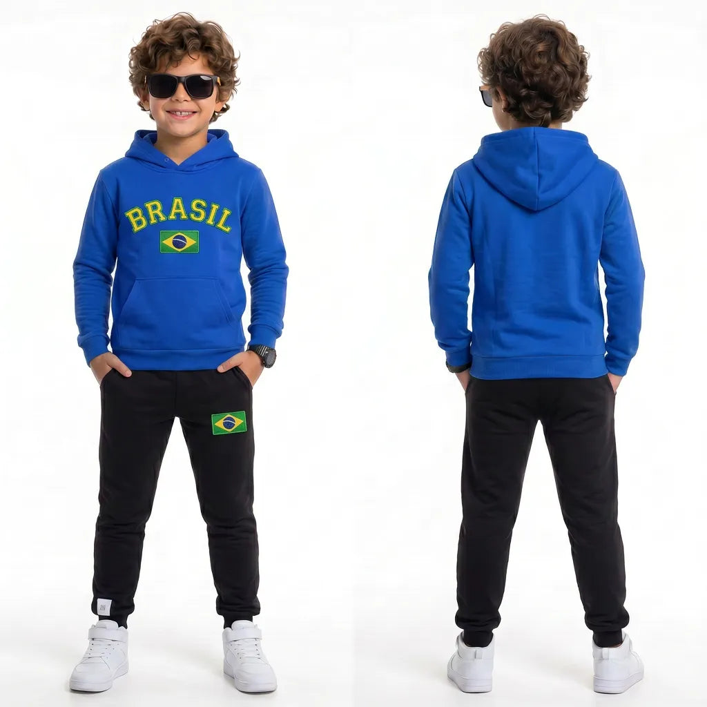 Conjunto Moletom Infantil Brasil ✦ Brasão BRASIL Inverno | VAI DAR BRASIL