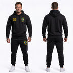 Vista traseira conjunto moletom masculino brasil flanelado capuz azul preto bordô — calça blusa copa 2026 VAI DAR BRASIL