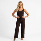 Conjunto Feminino Regata e Calça Pantalona em Malha Premium