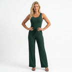 Conjunto Feminino Regata e Calça Pantalona em Malha Premium
