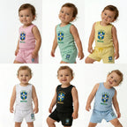 Conjunto Infantil Camiseta Short Seleção Brasileira Algodão Premium | VAI DAR BRASIL