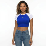 Cropped Brasil Bandeira Bordada Baby Look Suplex Feminino | VAI DAR BRASIL