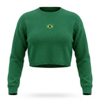 Cropped tricô lã feminino manga longa oversized brasil verde — vista frontal — VAI DAR BRASIL Copa 2026