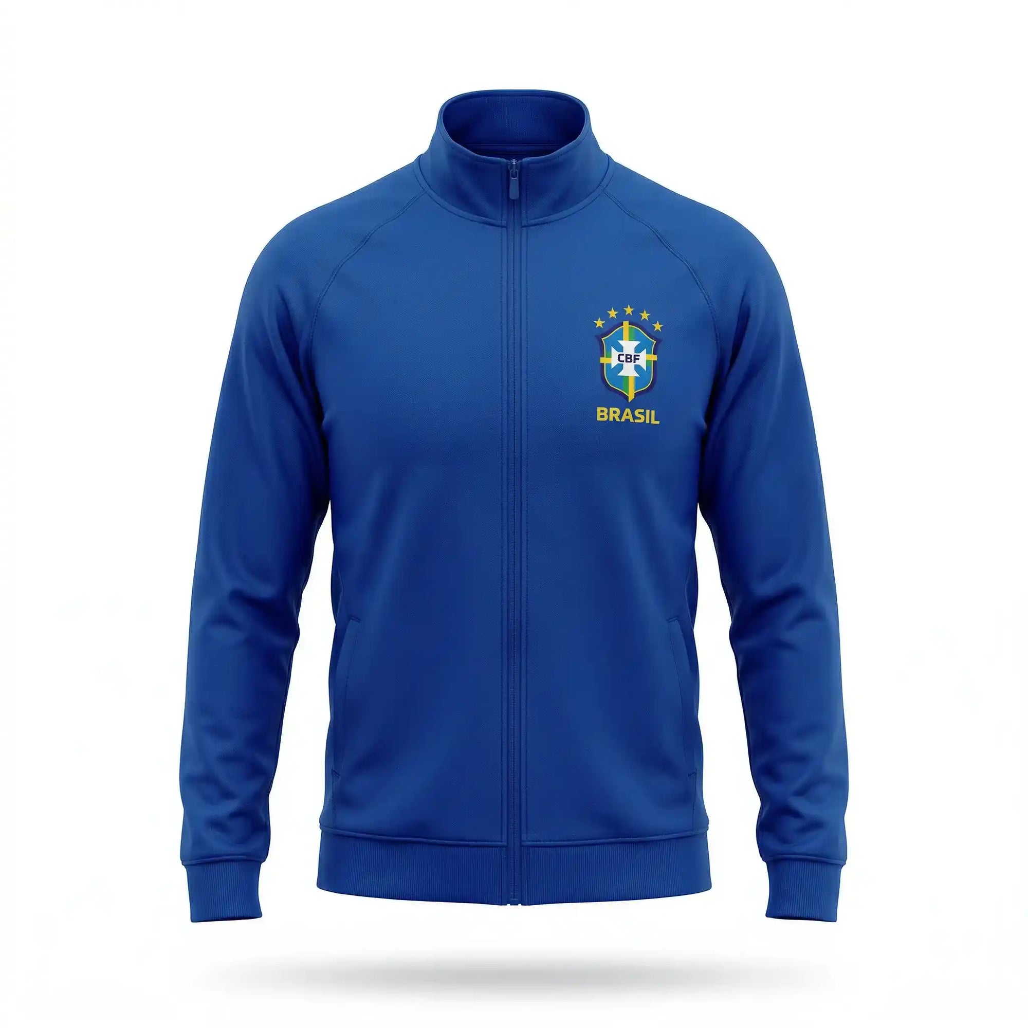 Jaqueta masculina brasil brasão estilizado poliéster azul copa 2026 — VAI DAR BRASIL
