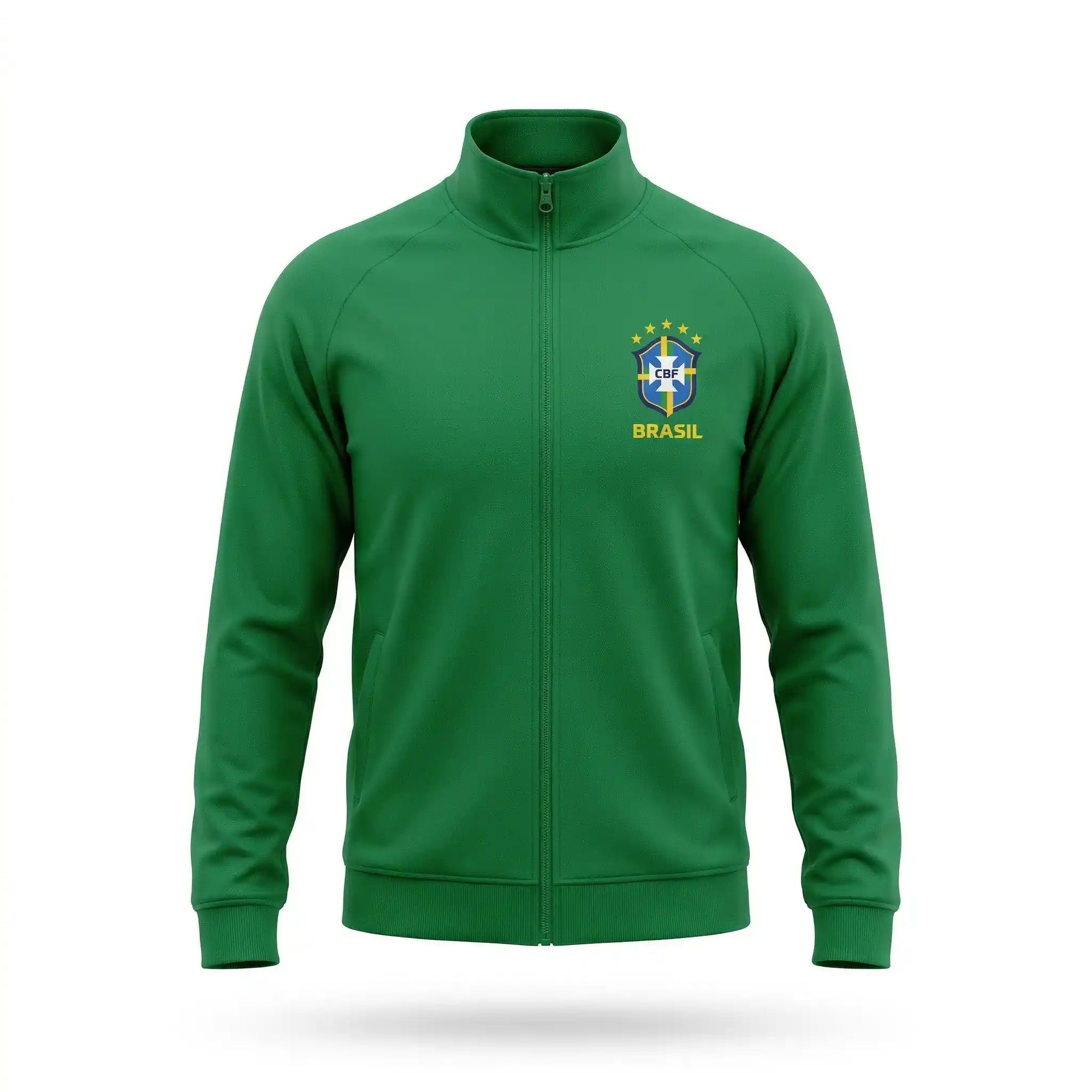 Jaqueta masculina brasil brasão estilizado poliéster verde copa 2026 — VAI DAR BRASIL
