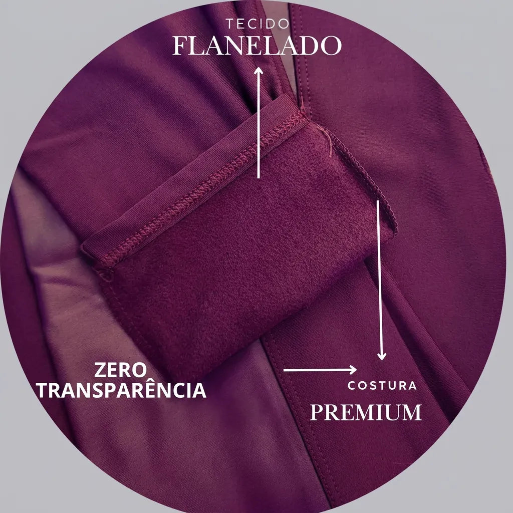 Legging Feminina Cirrê Couro Forrada Flanelada Zero Transparência
