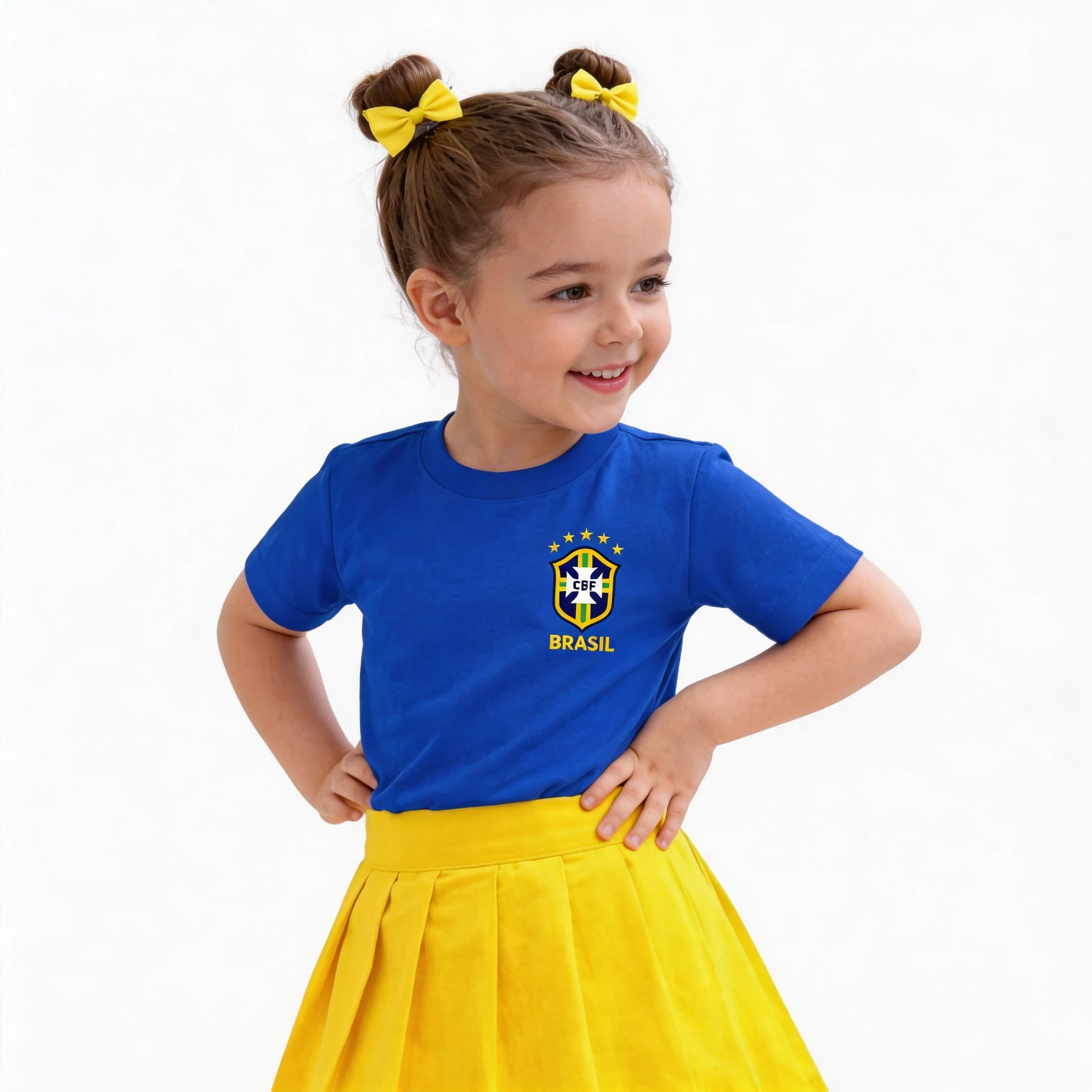 Camiseta Infantil Brasil CBF Algodão Menina Copa 2026 | VAI DAR BRASIL