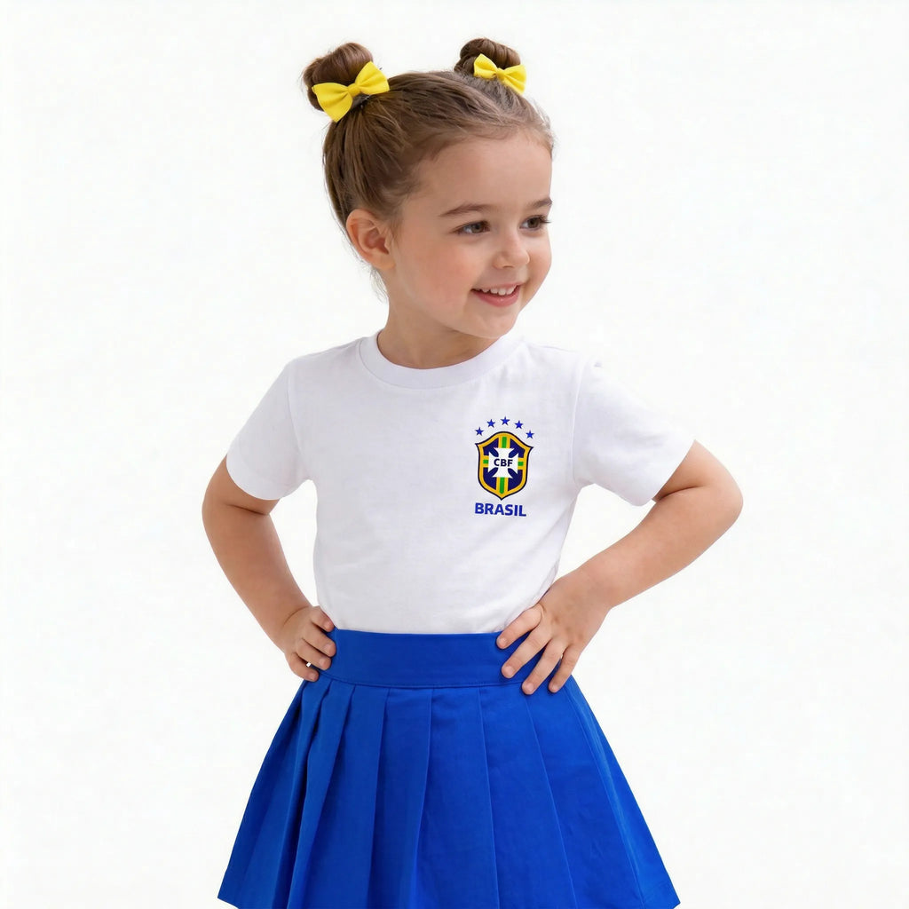 Camiseta Infantil Brasil CBF Algodão Menina Copa 2026 | VAI DAR BRASIL
