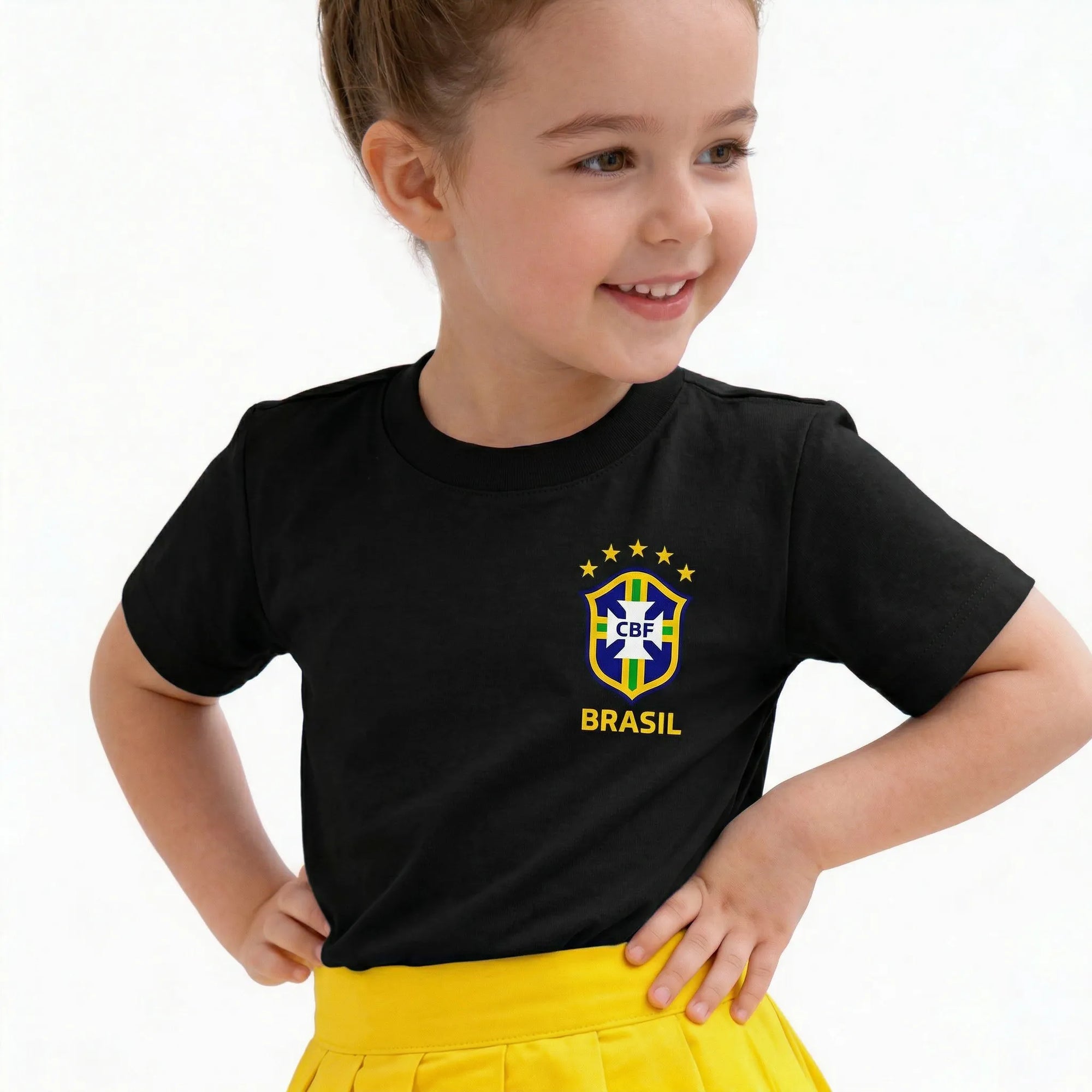 Camiseta Infantil Brasil CBF Algodão Menina Copa 2026 | VAI DAR BRASIL
