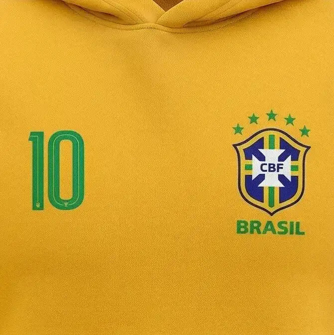 Vista frontal moletom canguru brasil seleção algodão amarela masculino VAI DAR BRASIL — Copa 2026