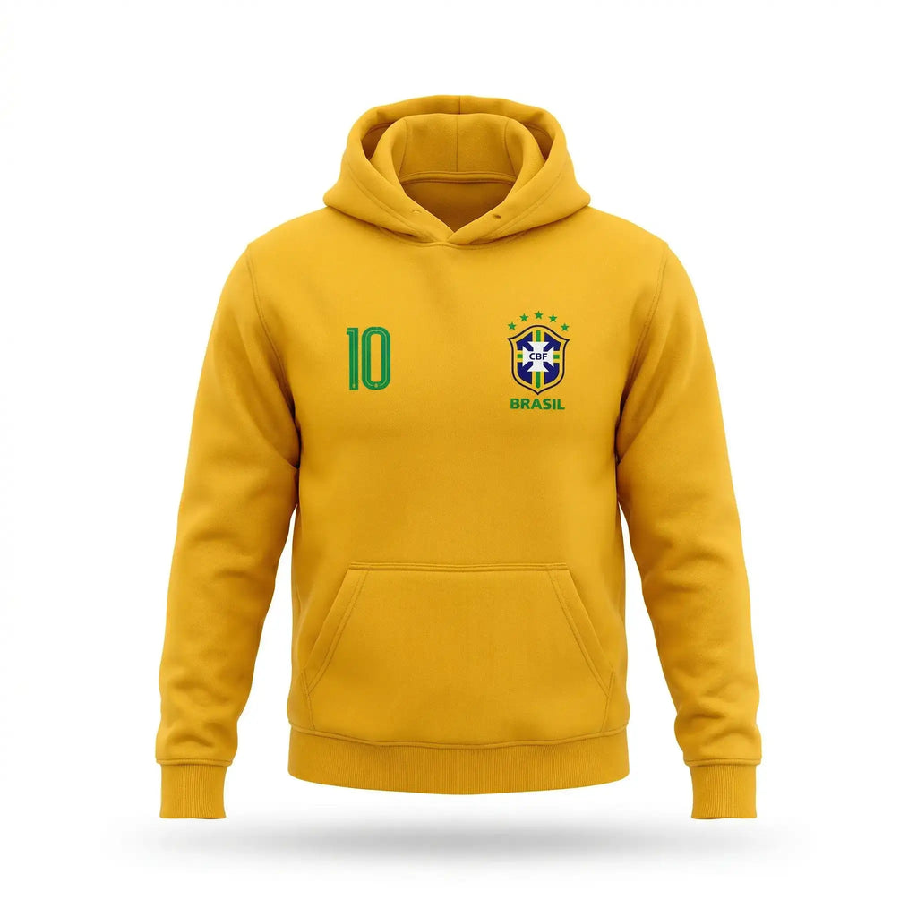 Moletom canguru brasil número 10 seleção algodão amarelo masculino — VAI DAR BRASIL Copa 2026