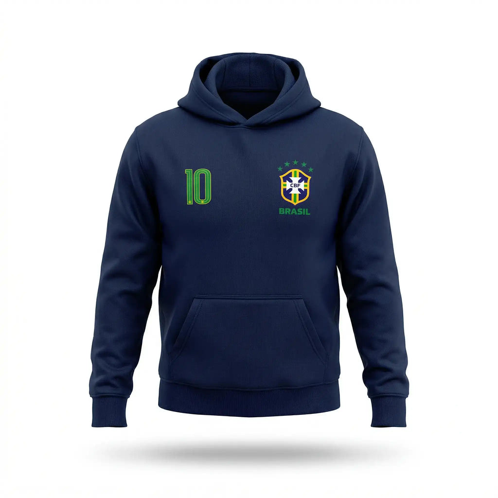 Moletom canguru brasil número 10 seleção algodão azul marinho masculino — VAI DAR BRASIL Copa 2026