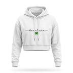 Moletom Cropped Feminino Peluciado Capuz Estampa Brasileira