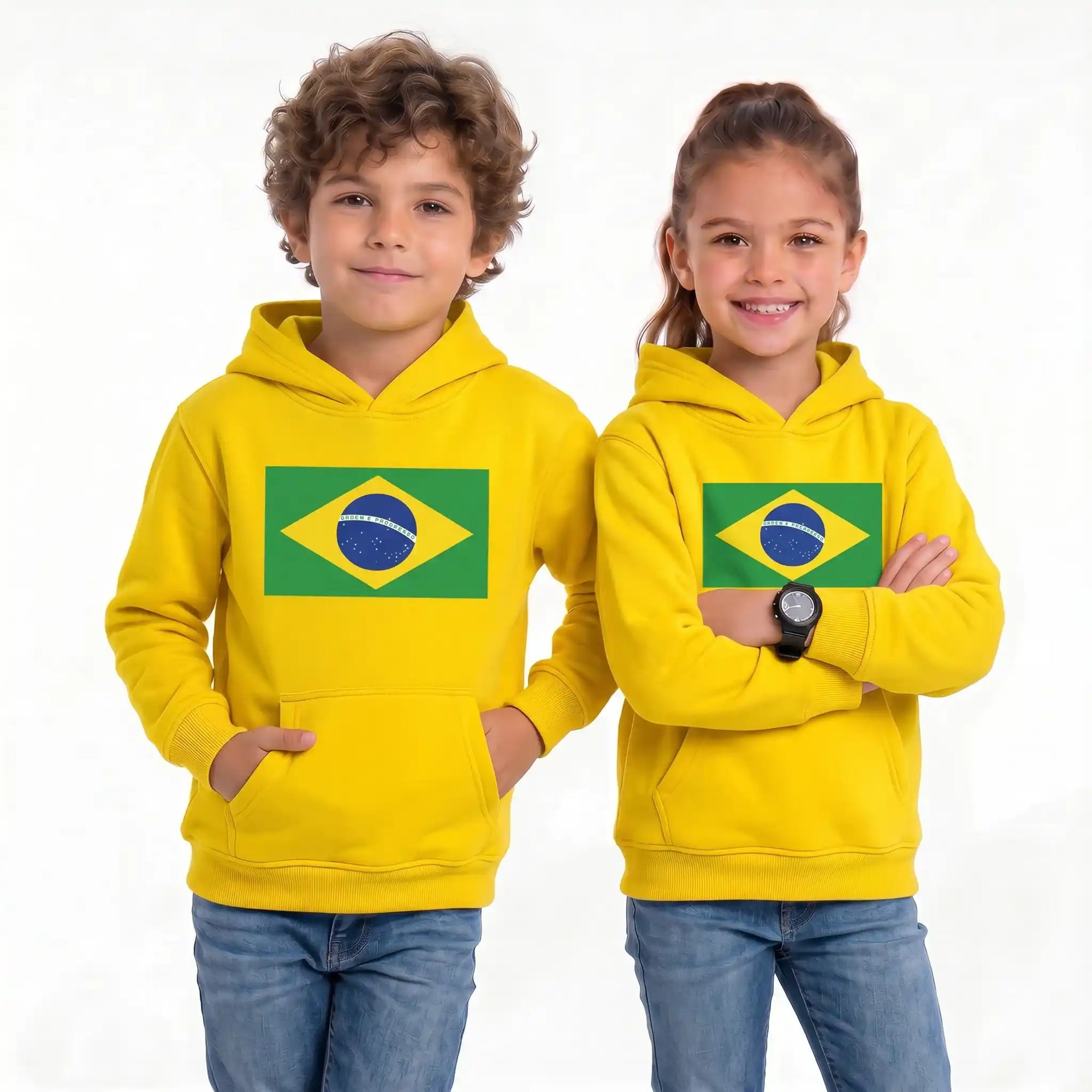 Moletom Infantil Bandeira Brasil ✦ Fleece Unissex Copa | VAI DAR BRASIL