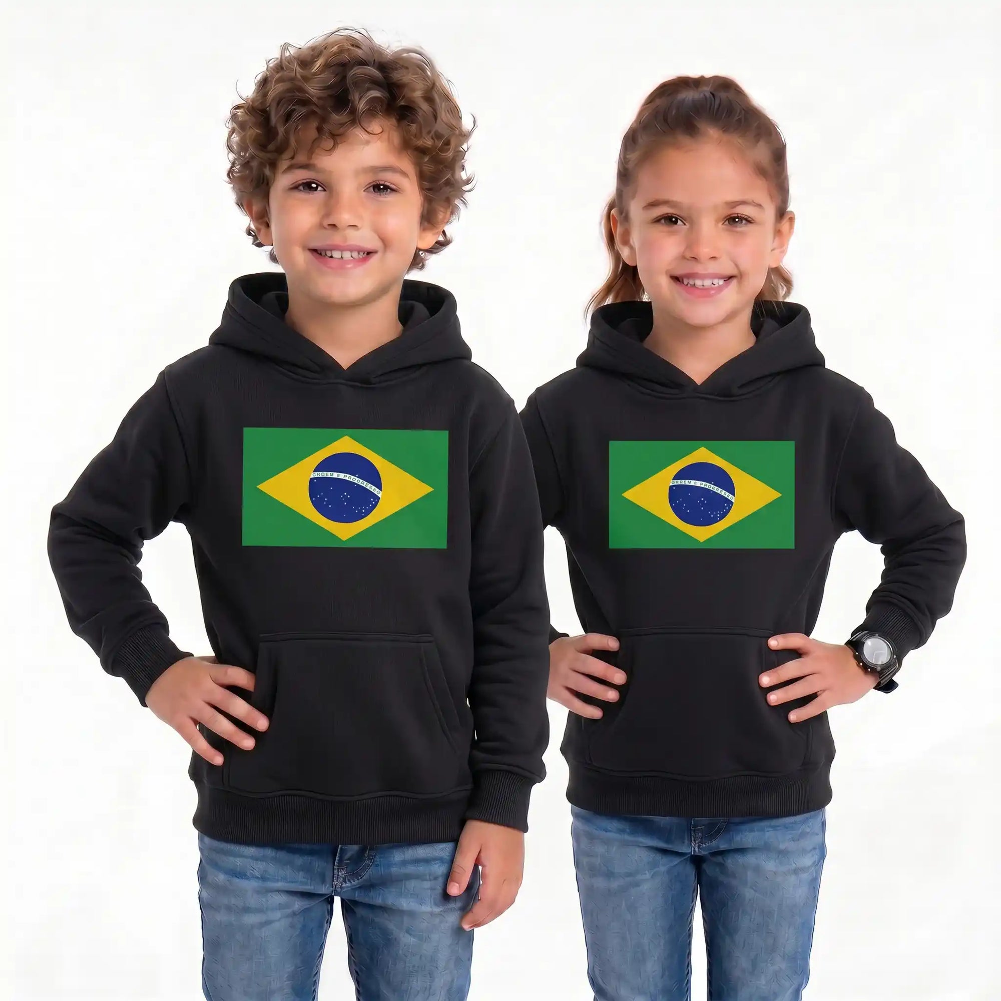 Moletom Infantil Bandeira Brasil ✦ Fleece Unissex Copa | VAI DAR BRASIL