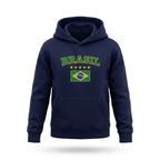 Moletom infantil unissex brasil bandeira azul marinho flanelado — vista frontal — VAI DAR BRASIL Copa 2026