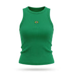 Regata brasil canelada baby look verde com bandeira estampada feminino — VAI DAR BRASIL Copa 2026