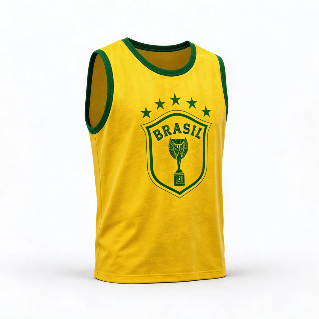 Regata machão brasil estrelas algodão amarela regular masculino — VAI DAR BRASIL Copa 2026 torcedor
