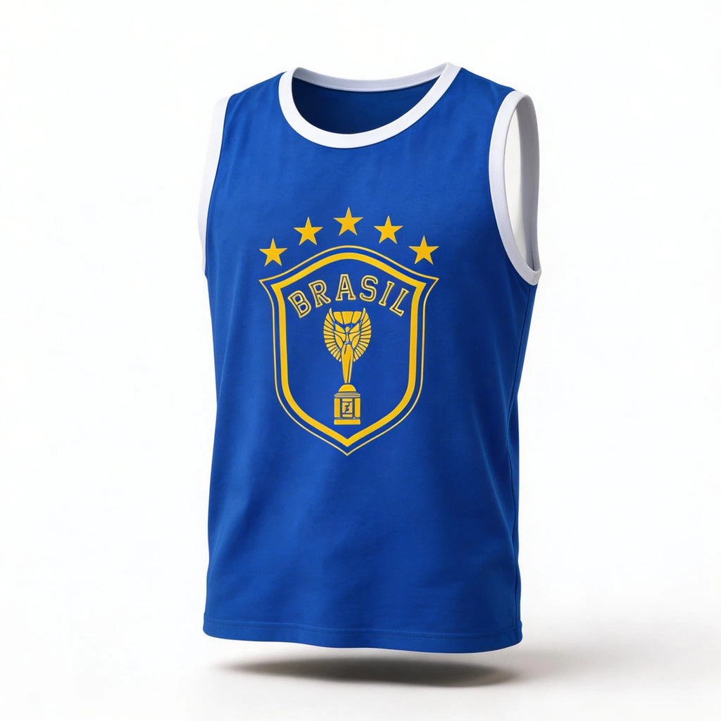 Regata machão brasil estrelas algodão azul regular masculino — VAI DAR BRASIL Copa 2026 torcedor