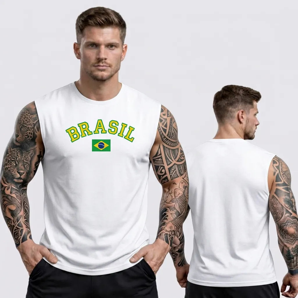 Regata Masculina Premium ✦ Bandeira BRASIL | VAI DAR BRASIL