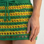 Vista traseira saia saída praia tricot brasil bordada verde feminino VAI DAR BRASIL — Copa 2026