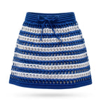 Saia saída praia tricot crochê brasil bordada azul feminino — VAI DAR BRASIL Copa 2026