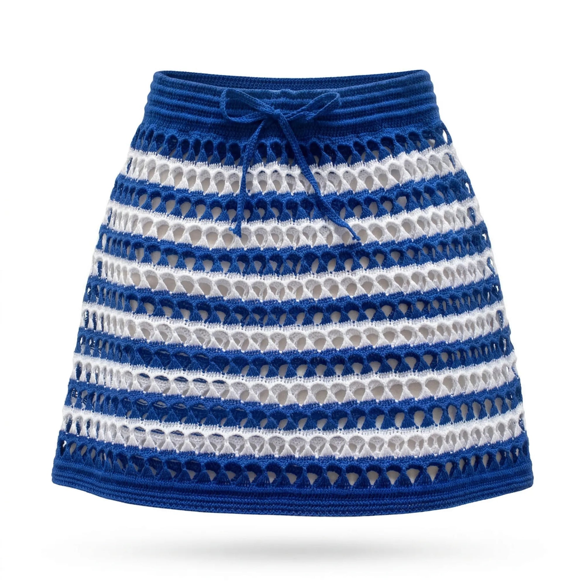 Saia saída praia tricot crochê brasil bordada azul feminino — VAI DAR BRASIL Copa 2026