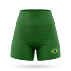 Short academia feminino brasil suplex forrado bandeira verde — vista frontal — VAI DAR BRASIL Copa 2026
