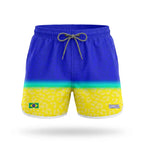 Short curto feminino slim verde amarelo estampa bandeira do Brasil tactel — vista frontal — VAI DAR BRASIL Copa 2026 verão