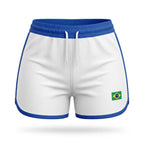Short feminino brasil suplex bandeira bordada branco — vista frontal — VAI DAR BRASIL Copa 2026 modelador