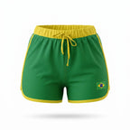 Short feminino brasil suplex bandeira bordada verde — vista frontal — VAI DAR BRASIL Copa 2026 modelador