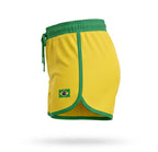 Short Brasil Feminino ✦ Bandeira Bordada Suplex Copa | VAI DAR BRASIL