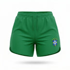 Short tactel feminino brasil brasão seleção verde — vista frontal — VAI DAR BRASIL Copa 2026 leve